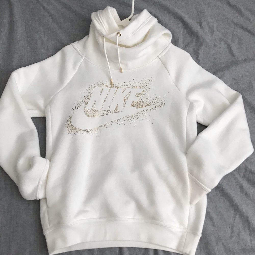 Nike white and gold scarf hoodie